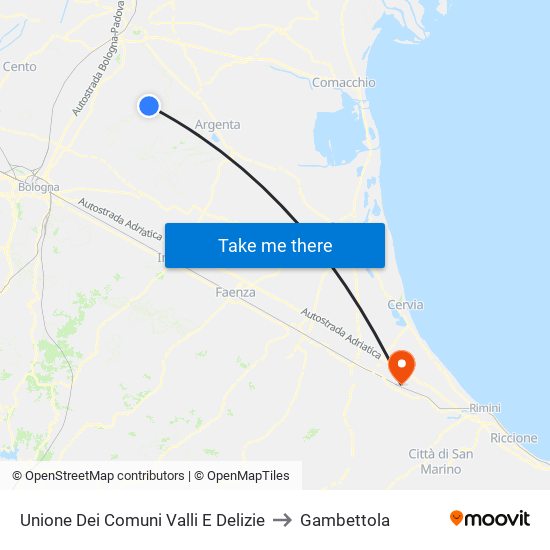 Unione Dei Comuni Valli E Delizie to Gambettola map