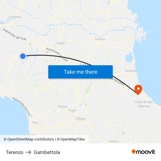 Terenzo to Gambettola map