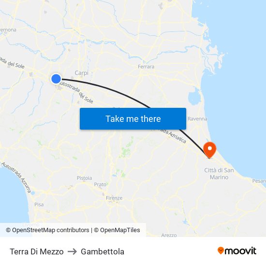Terra Di Mezzo to Gambettola map