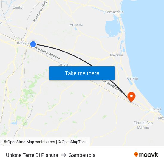 Unione Terre Di Pianura to Gambettola map