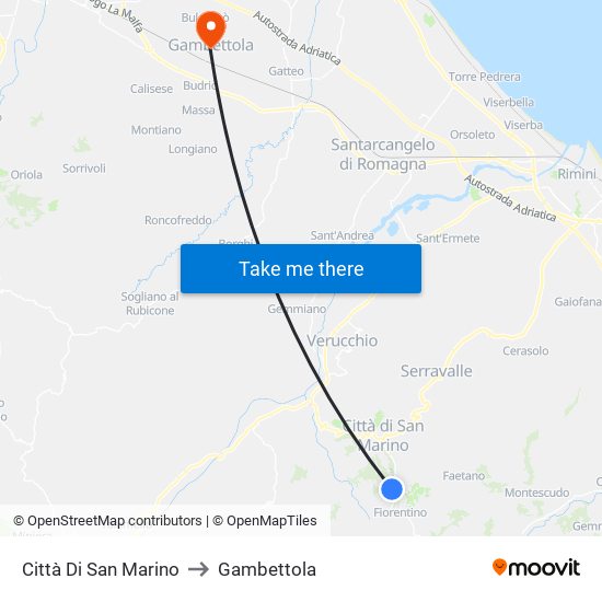 Città Di San Marino to Gambettola map