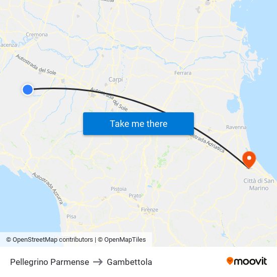 Pellegrino Parmense to Gambettola map