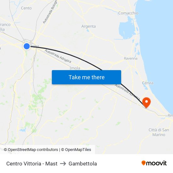 Centro Vittoria - Mast to Gambettola map