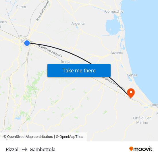 Rizzoli to Gambettola map