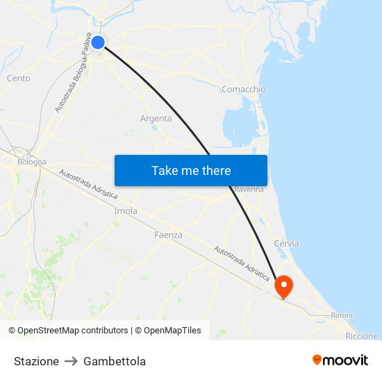 Stazione to Gambettola map