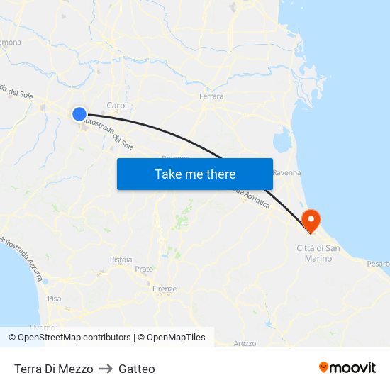 Terra Di Mezzo to Gatteo map