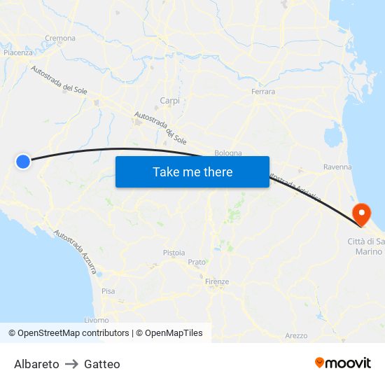 Albareto to Gatteo map