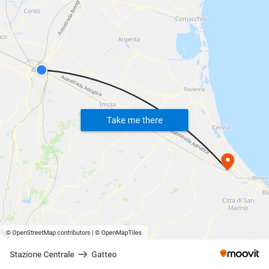 Stazione Centrale to Gatteo map