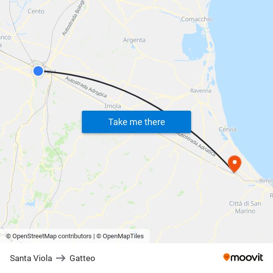 Santa Viola to Gatteo map