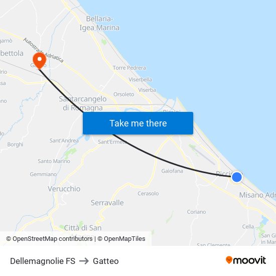 Dellemagnolie FS to Gatteo map