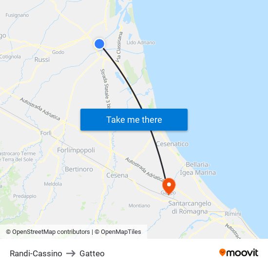 Randi-Cassino to Gatteo map