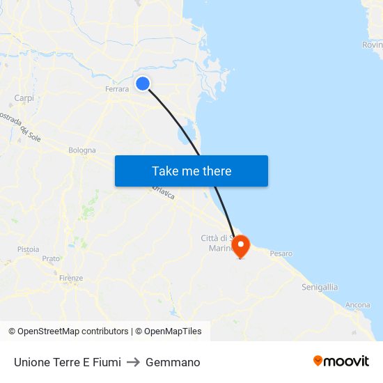 Unione Terre E Fiumi to Gemmano map