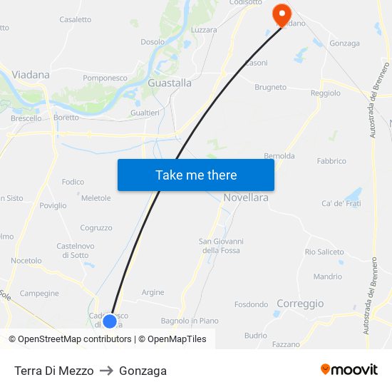 Terra Di Mezzo to Gonzaga map