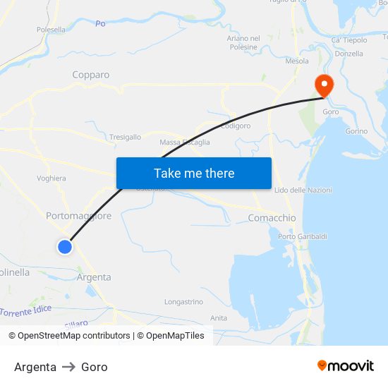 Argenta to Goro map