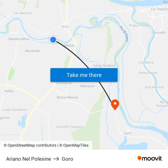 Ariano Nel Polesine to Goro map