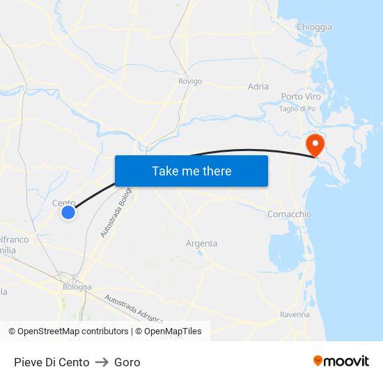 Pieve Di Cento to Goro map