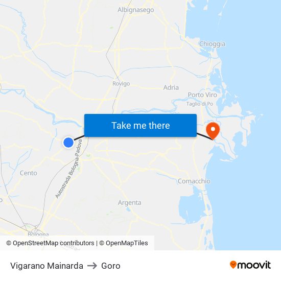 Vigarano Mainarda to Goro map