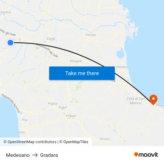 Medesano to Gradara map