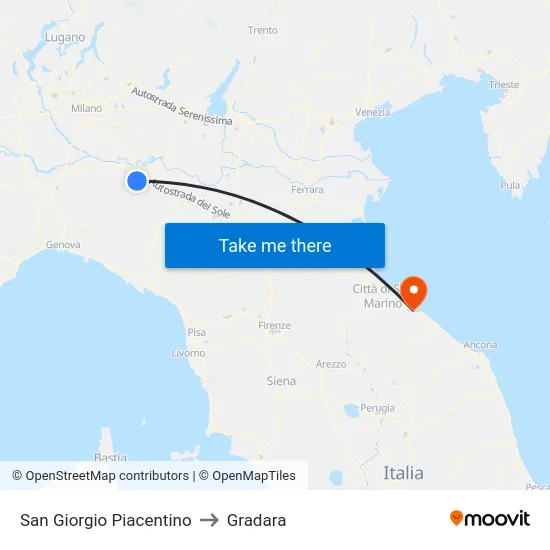 San Giorgio Piacentino to Gradara map