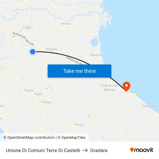 Unione Di Comuni Terre Di Castelli to Gradara map