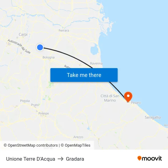 Unione Terre D'Acqua to Gradara map
