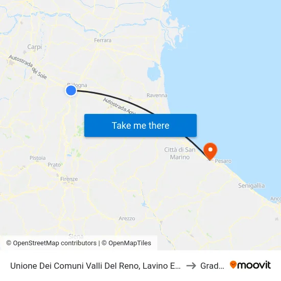 Unione Dei Comuni Valli Del Reno, Lavino E Samoggia to Gradara map