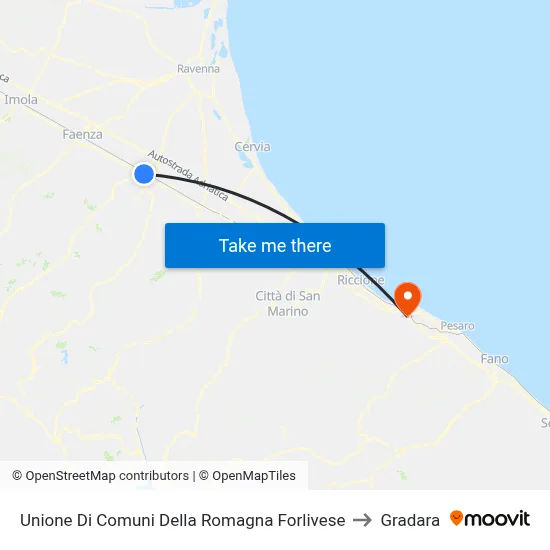 Unione Di Comuni Della Romagna Forlivese to Gradara map