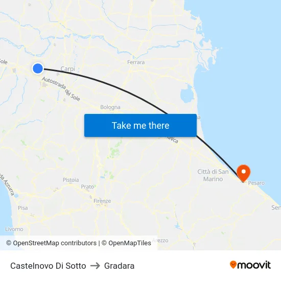 Castelnovo Di Sotto to Gradara map