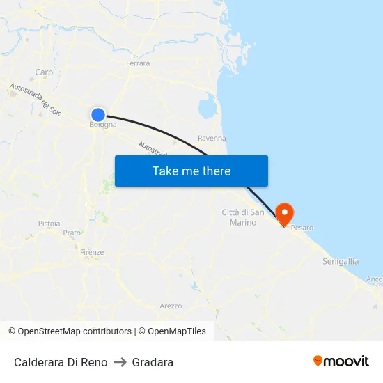 Calderara Di Reno to Gradara map