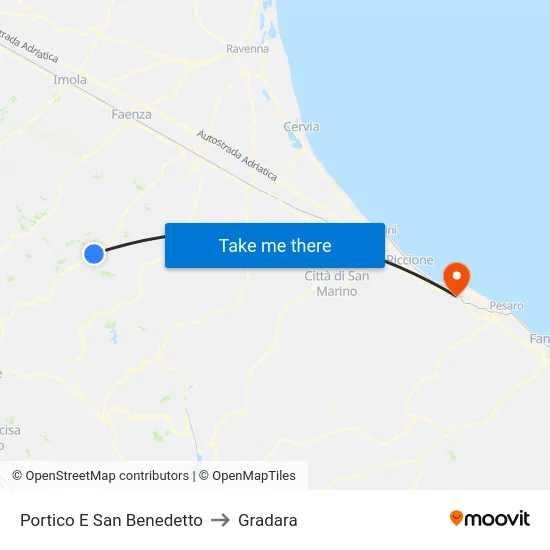 Portico E San Benedetto to Gradara map