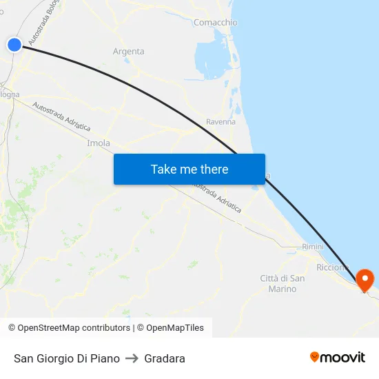 San Giorgio Di Piano to Gradara map