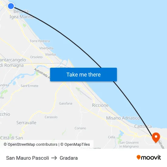 San Mauro Pascoli to Gradara map