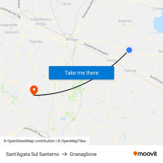 Sant'Agata Sul Santerno to Granaglione map