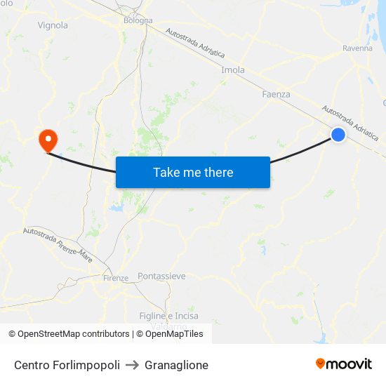 Centro Forlimpopoli to Granaglione map