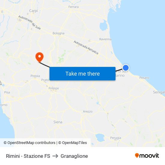 Rimini - Stazione FS to Granaglione map