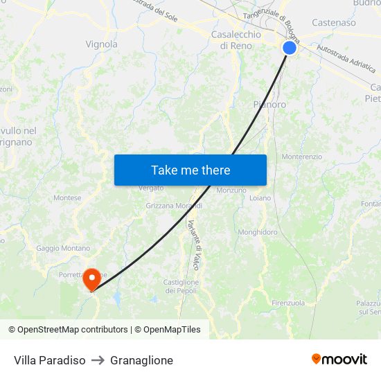 Villa Paradiso to Granaglione map