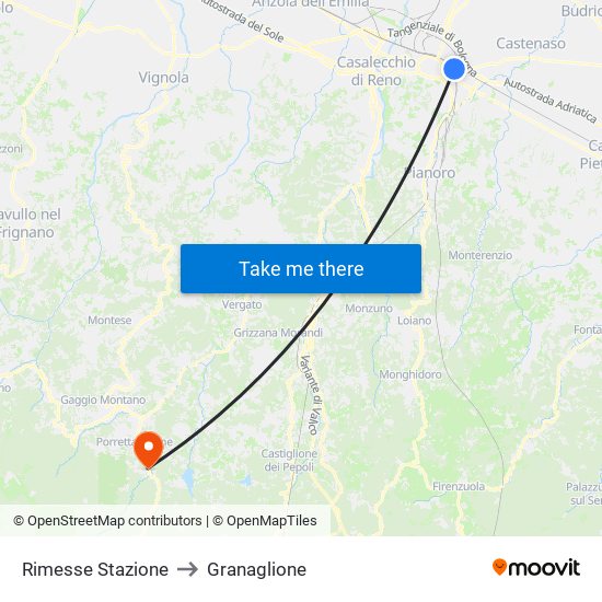 Rimesse Stazione to Granaglione map