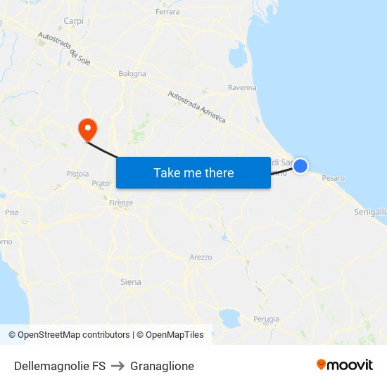Dellemagnolie FS to Granaglione map