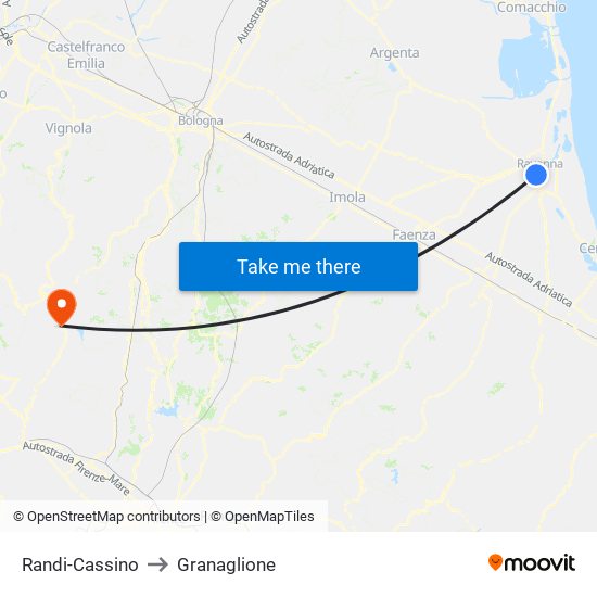 Randi-Cassino to Granaglione map