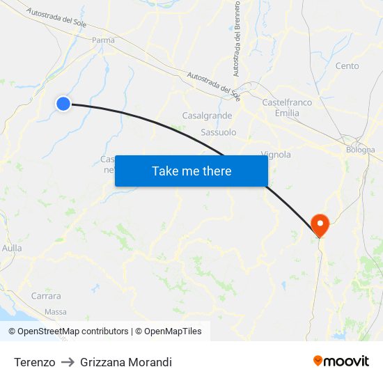 Terenzo to Grizzana Morandi map