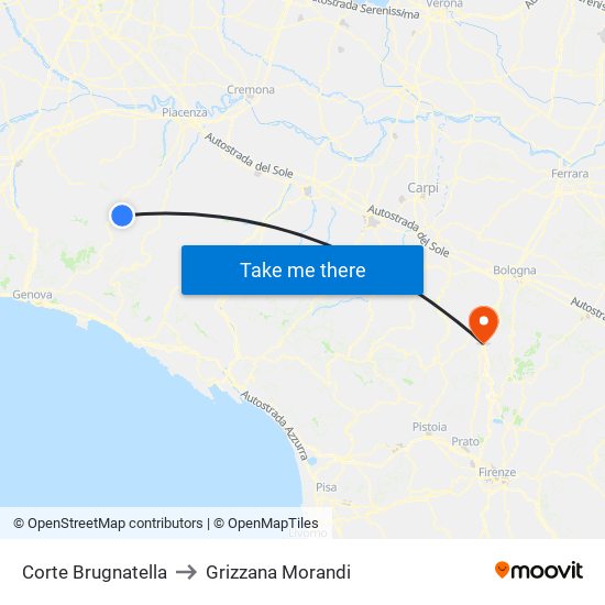 Corte Brugnatella to Grizzana Morandi map