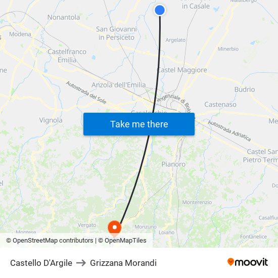Castello D'Argile to Grizzana Morandi map