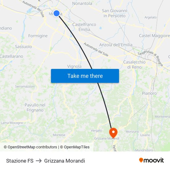 Stazione FS to Grizzana Morandi map