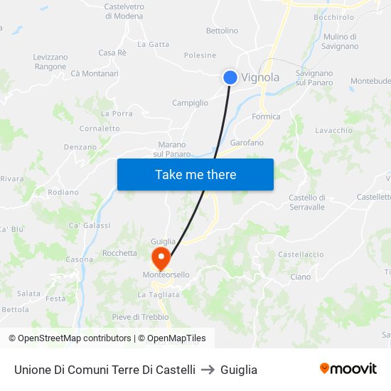 Unione Di Comuni Terre Di Castelli to Guiglia map