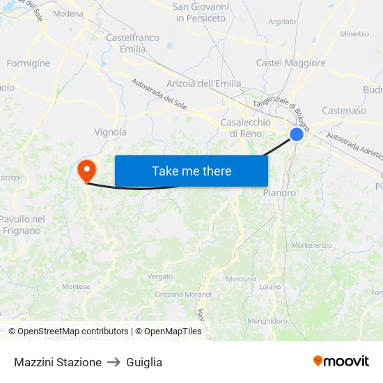 Mazzini Stazione to Guiglia map
