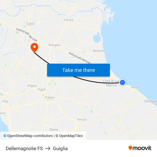 Dellemagnolie FS to Guiglia map