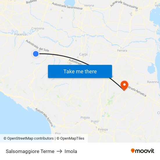 Salsomaggiore Terme to Imola map