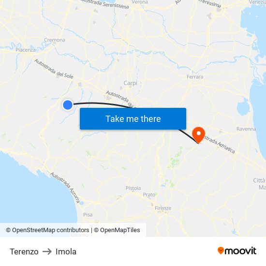 Terenzo to Imola map
