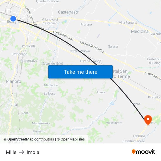Mille to Imola map