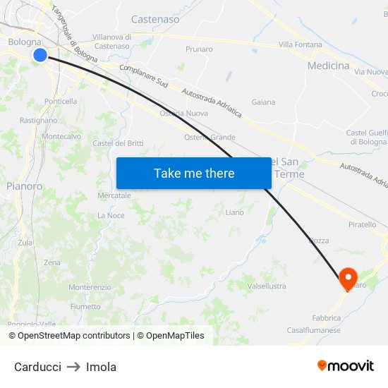 Carducci to Imola map